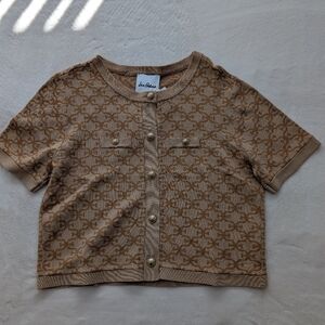 Sam Edelman Colleen printed short-sleeve cardigan. Large